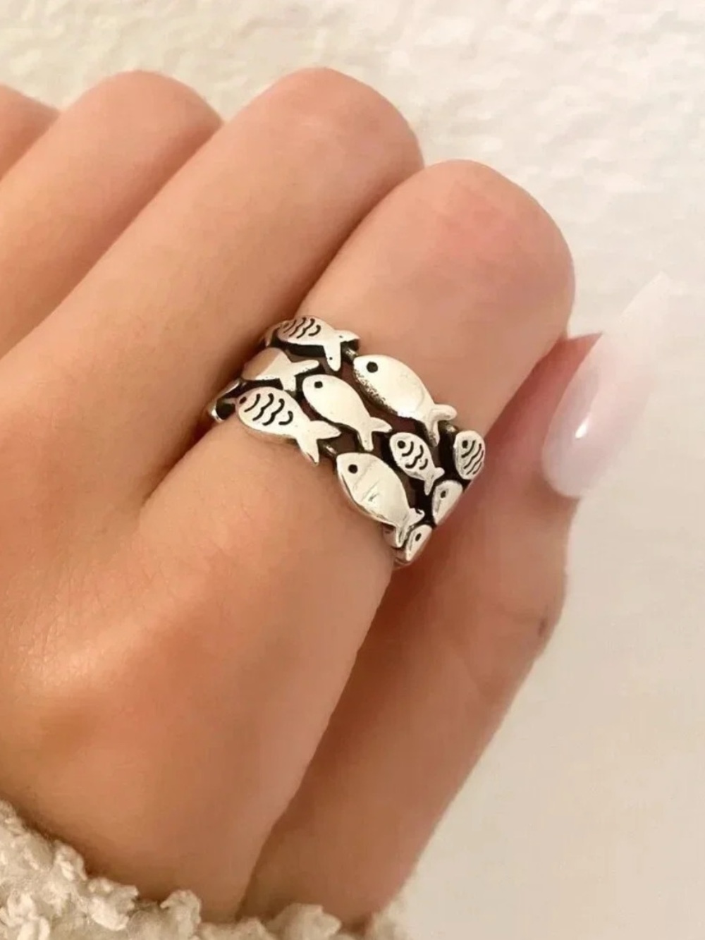 925 Sterling Silver Fish Ring School of Fish Ring Dainty Fish
Ring Band